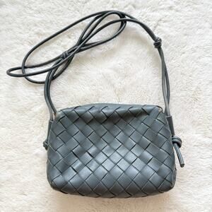 Women blue crossbody leather bag